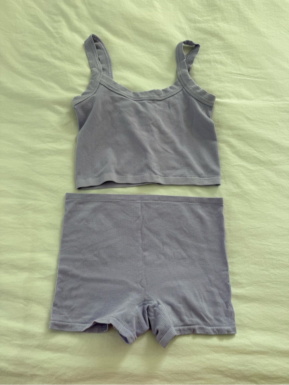 Women's Ribbed Lounge Crop Tank & Shorts Set - Light purple